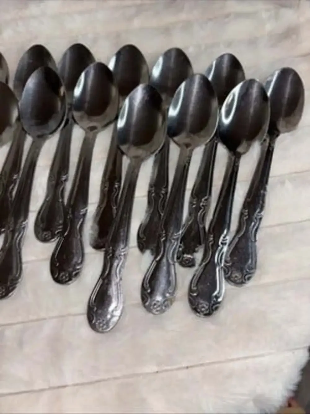 Vintage DON 63 Stainless Flatware 19-Piece Lot FLORA Rose - 17 Teaspoons 2 Soup